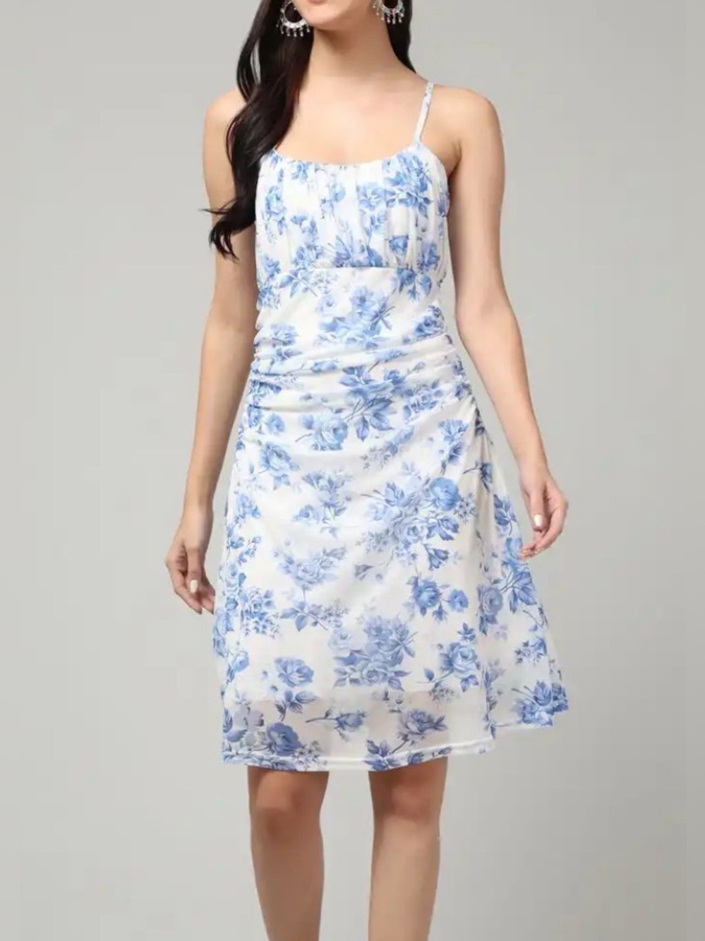 #1275 Size M dress with rudging down the sides.